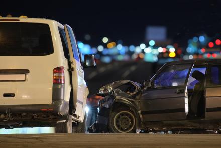 A van and car collision